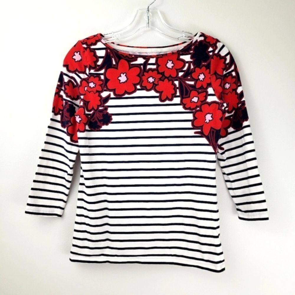 TALBOTS floral 3/4 sleeve boatneck tee